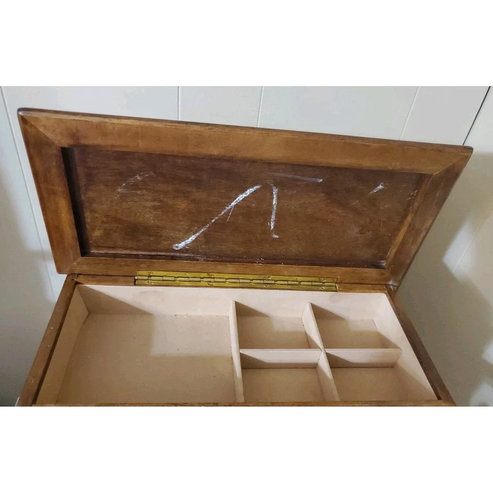 Vtg Tall Jewelry Box With 6 Drawers Mirror Cabinet Hangers Ring & Earring Holder